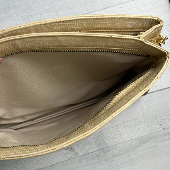 Vintage 80s Bag By Supreme Beige Snakeskin Print Handbag - Picture 6 of 7